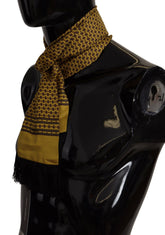 Dolce & Gabbana Yellow Patterned Silk Neck Wrap Fringe Scarf